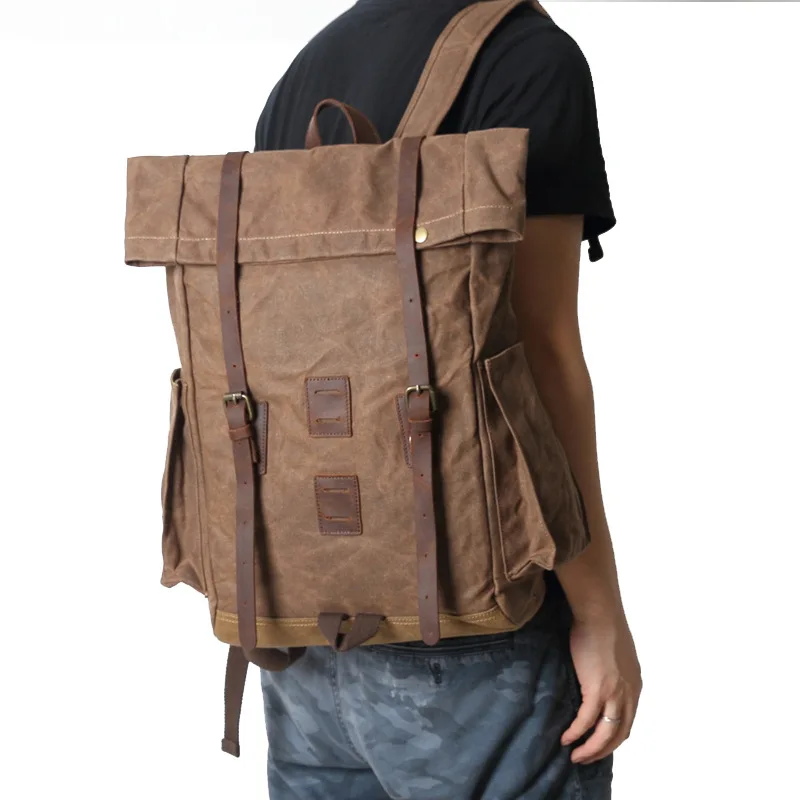 Retro waterproof backpack large capacity outdoor sports travel backpack computer backpack hiking mountaineering bag