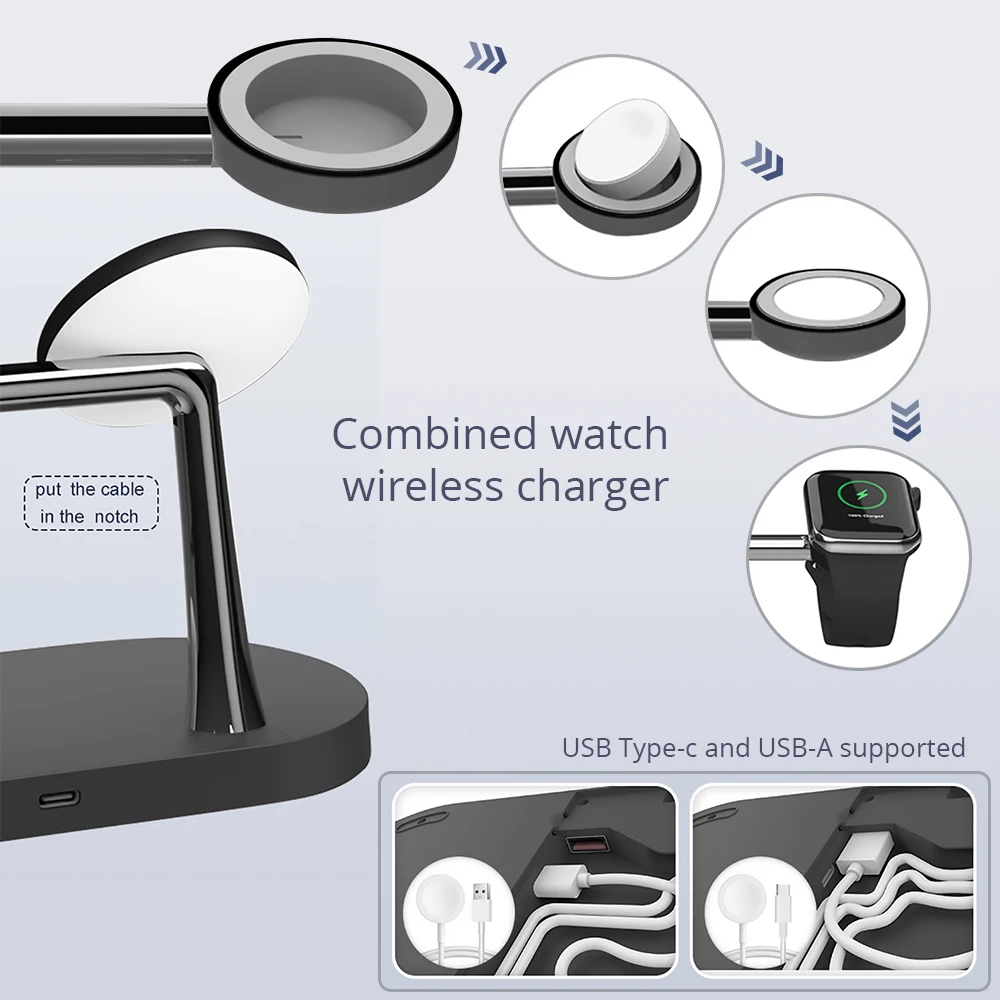 fivetech magnetic wireless chargers dock for iphone 13 13 pro 3 in 1 wireless charging stand for airpods 3 apple watch chagers free global shipping