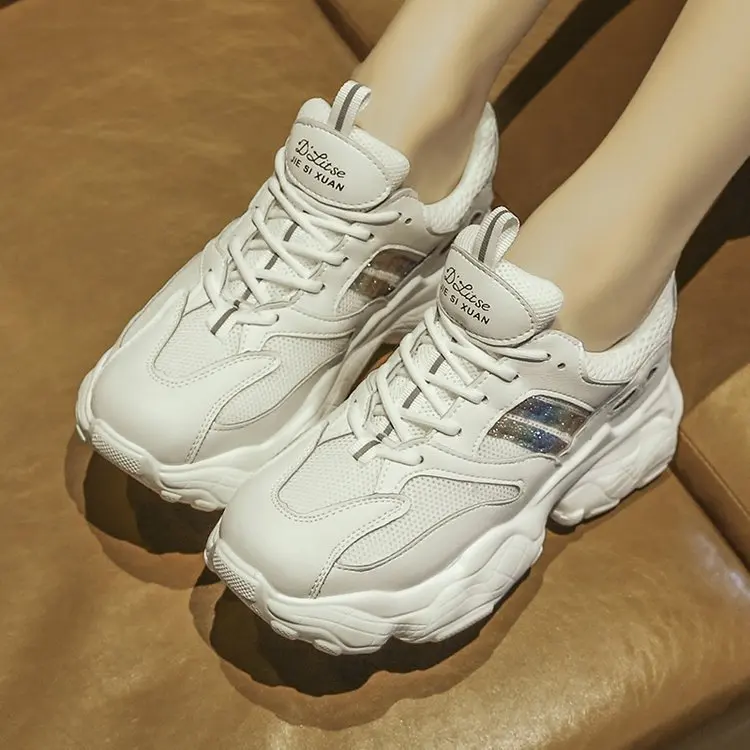 

Women Casual Shoes Vulcanize Chunky Sneakers Tenis Basket Women Spring Autumn Fashion Platform Wedge Lace-Up Breathable Shoes