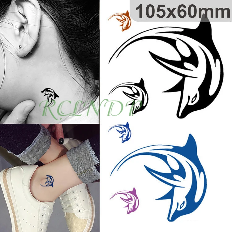 Водостойкая Временная наклейка для татуировок на теле freshing dolphin tatto наклейки