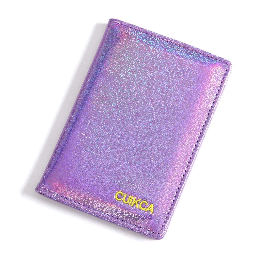 CUIKCA, Обложка для паспорта, посылка, блестящий кожаный кошелек с блестками, чехлы для ID карт, держатели, сумка для паспорта, держатель воздушного билета