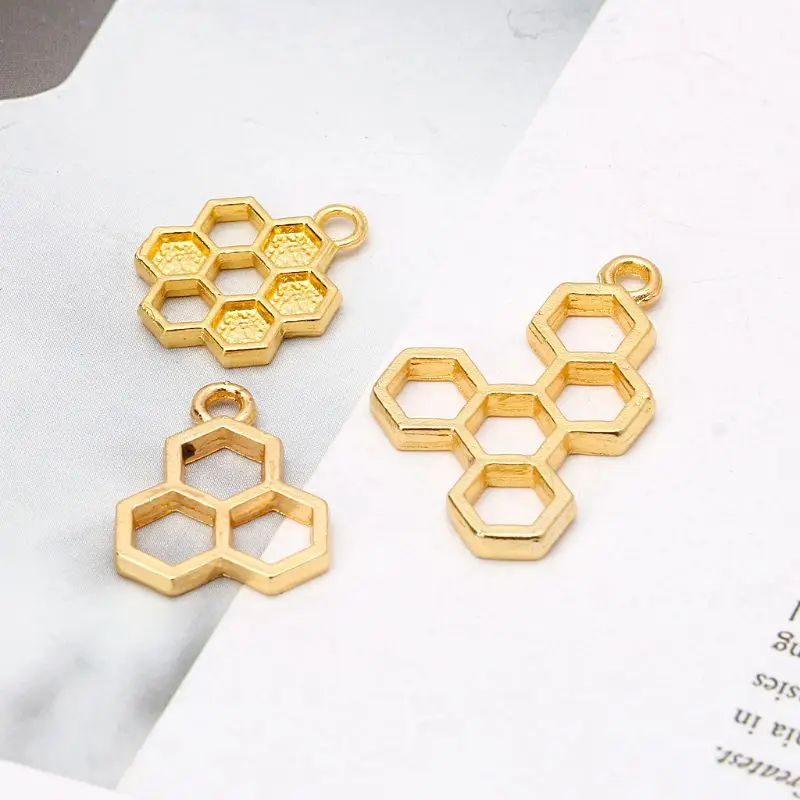 10 шт. золотой кулон соты пустая полимерная рамка установка в открыжную рамку для