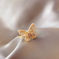 2021 new butterfly pearl hollow ring female fashion personality exquisite finger ring