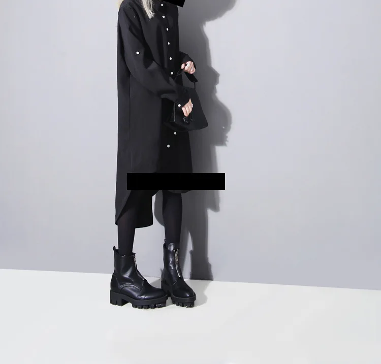 Женское асимметричное платье-рубашка GETSRING длинная свободная хлопковая рубашка