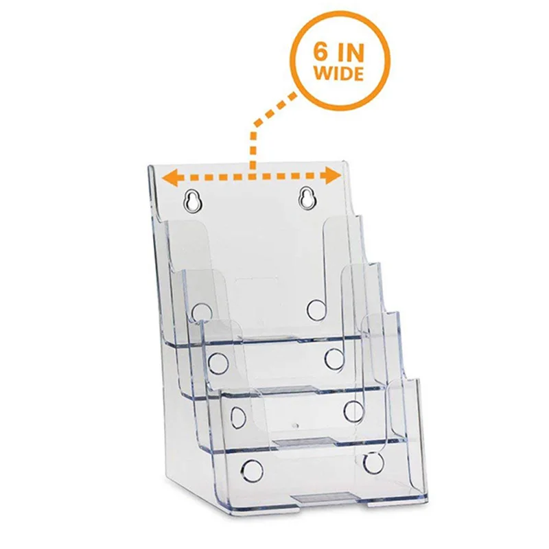 Прозрачный 4-уровневый держатель для брошюр книг флаеров пластиковая витрина