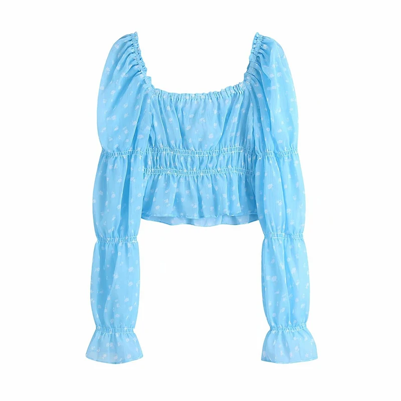 

Zoulv 2021 Spring Summer Women's Square Collar Long-sleeved Short Shirt Casual Solid Color Shirts for Women