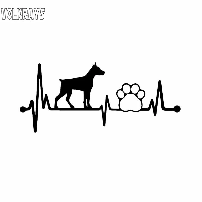 Автомобильный стикер Volkrays водонепроницаемая виниловая наклейка Doberman Heartbeat