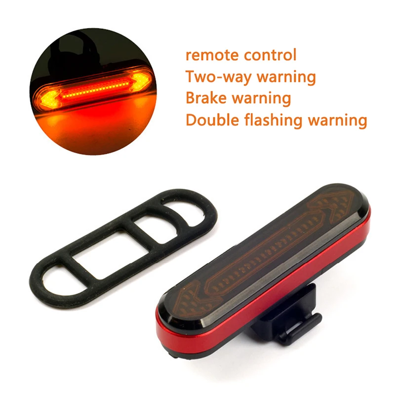 

Warning Bicycle Taillight USB Charging Bright Bike LED Wireless Remote Control Steering Lamp Safety Rear Light