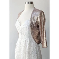 sequined golden soft women wraps elegant summer gold bolero evening formal party dresses bridal wedding shawls plus size 2022
