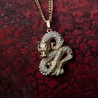 fashion sparkling gold plated dragon necklace for men women iced out rhinestone tennis long chain hip hop jewelry party gifts