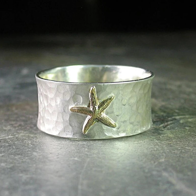 

Fashion Simple Star Shape Silver Color Ring for Women Holiday Wedding Engagement Party Jewelry