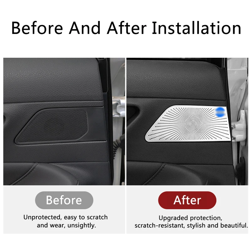 QHCP Car Rear Door Speaker Cover Stainless Steel Loudspeaker Frame 2Pcs Fits For Toyota Avalon 2019 2020 2021 Interior Accessory |