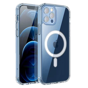 luxury clear magnetic case for iphone 12 pro max x xr 11 shell for magsafe wireless charging tpu pc shockproof transparent cover free global shipping