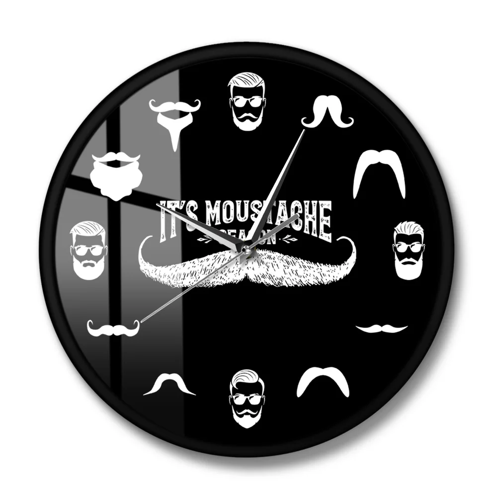 Забавные настенные часы Hipster для мужчин бороды и усов парикмахерские