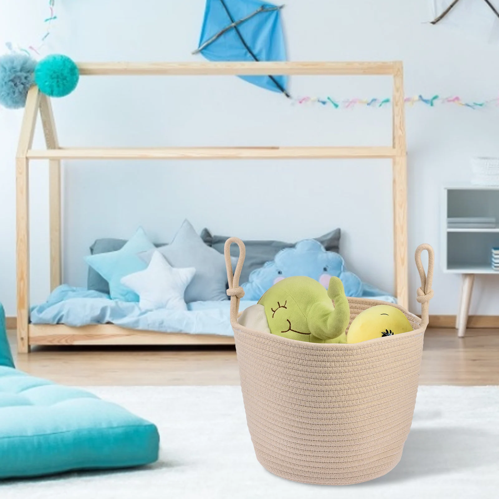 

INS Woven Cotton Basket Organizer Household Debris Storage Bag Durable Environmentally Friendly Sustainable Use clean