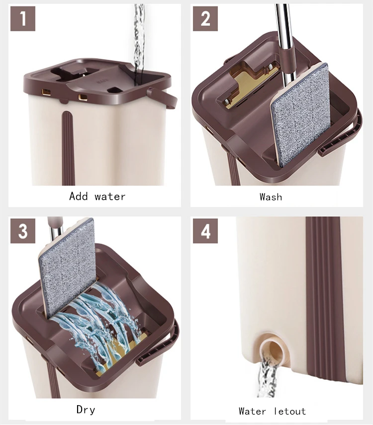 Обувь на плоской подошве для пола из микрофибры шваброй ведро с трём диски Hand Free