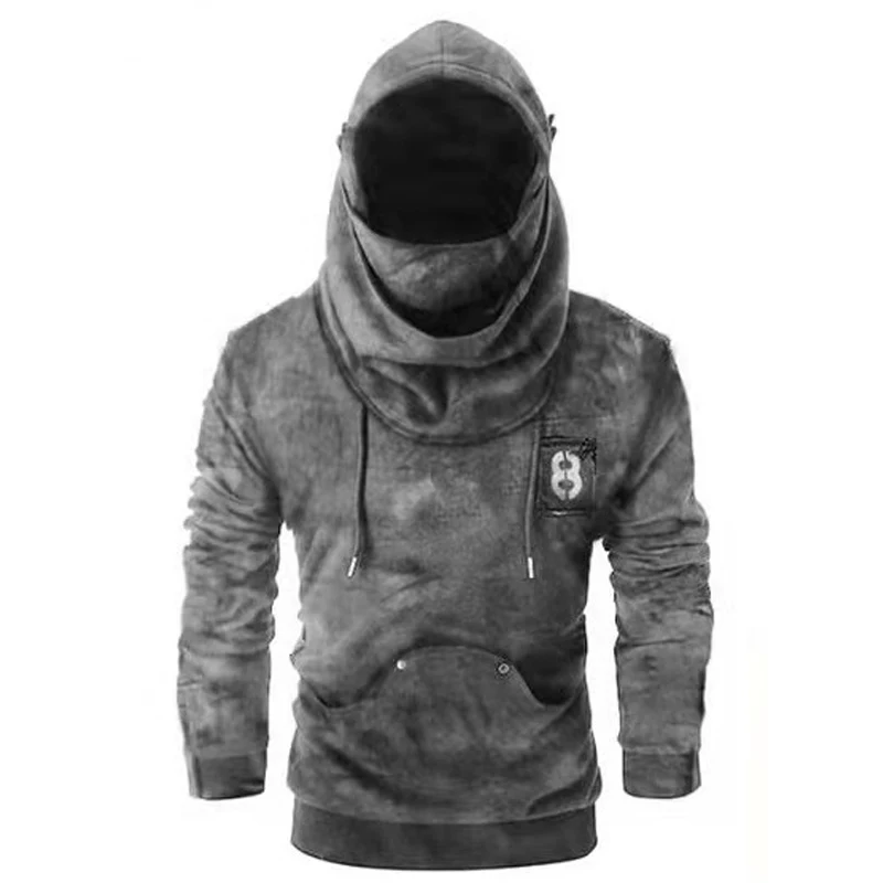 Мужская Спортивная толстовка с капюшоном Черная Толстовка длинным рукавом в