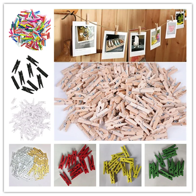 

50Pcs/Pack Hot Sale Mini Natural Wooden Clip Clothes Photo Paper Peg Pin Clothespin Craft Clips School Office Stationery