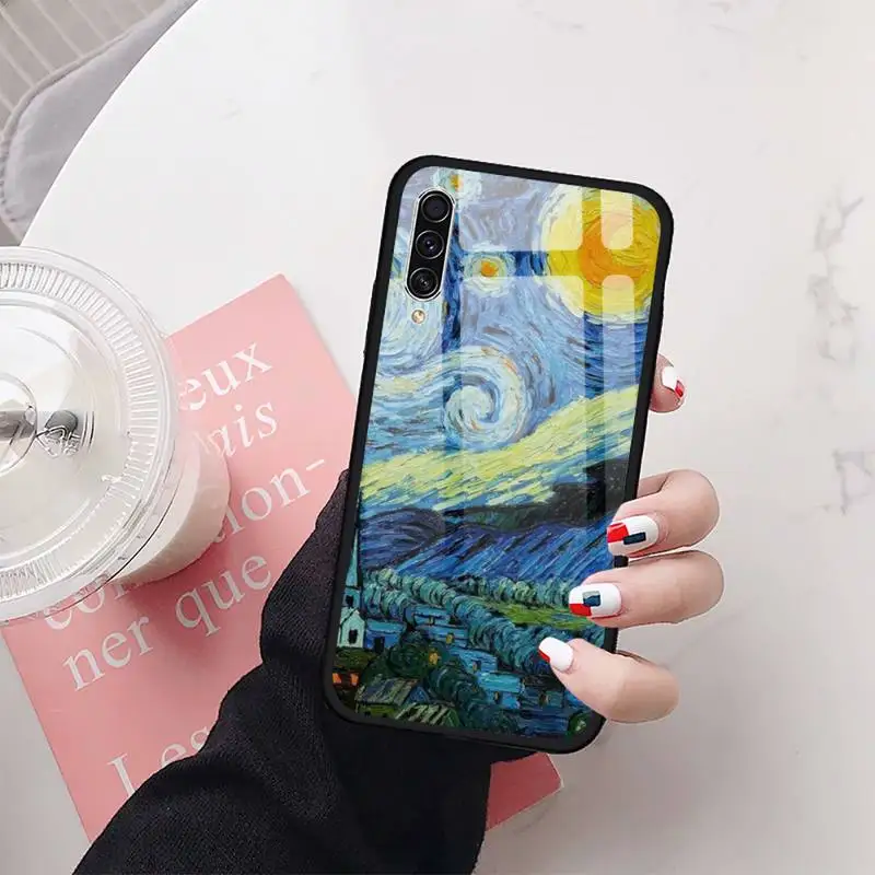 

Painting David Van Gogh Phone Case Tempered glass For Samsung S20 Ultra S7 edge S8 S9 S10 e plus note8 9 10 pro
