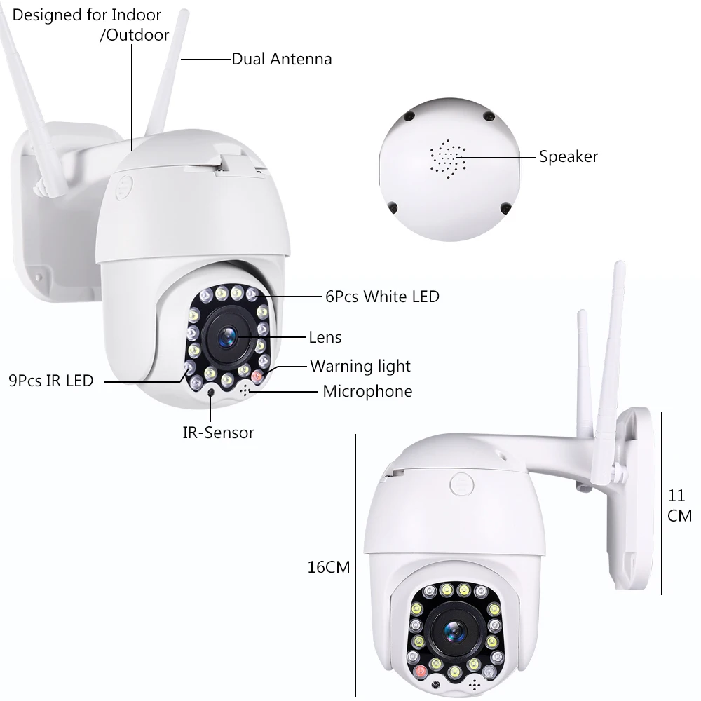 Ycc365 Plus 1080 P скоростная купольная уличная WiFi беспроводная Pan Tilt ip-камера 2 способа