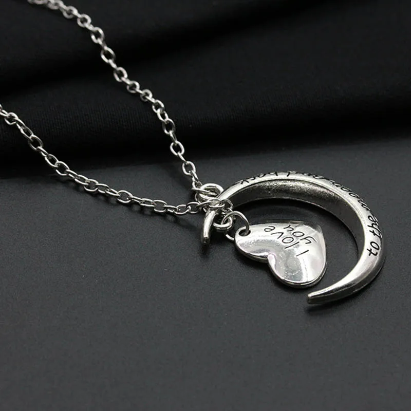 Женское ожерелье с подвеской винтажное надписью Moon Heart и Подарочная Подвеска для