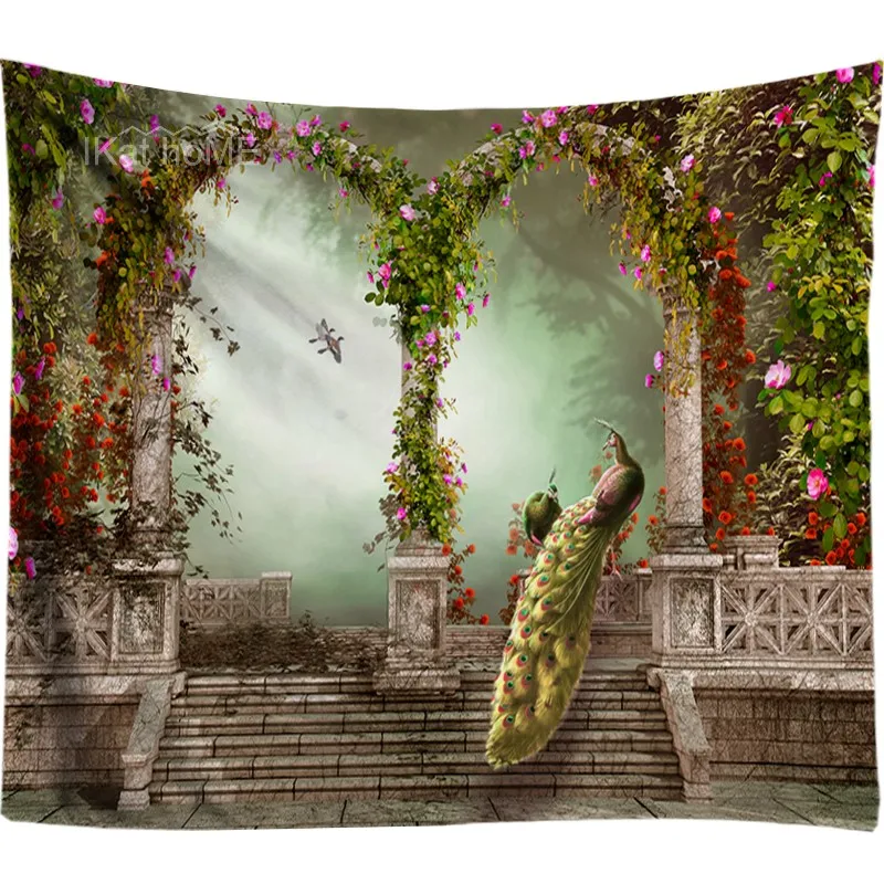 

Hippie Forest Psychedelic Tapestry 3D Window Scenery Wall Hanging Trippy Tapestry Mandala Wall Cloth Boho Home Decor 200x300CM