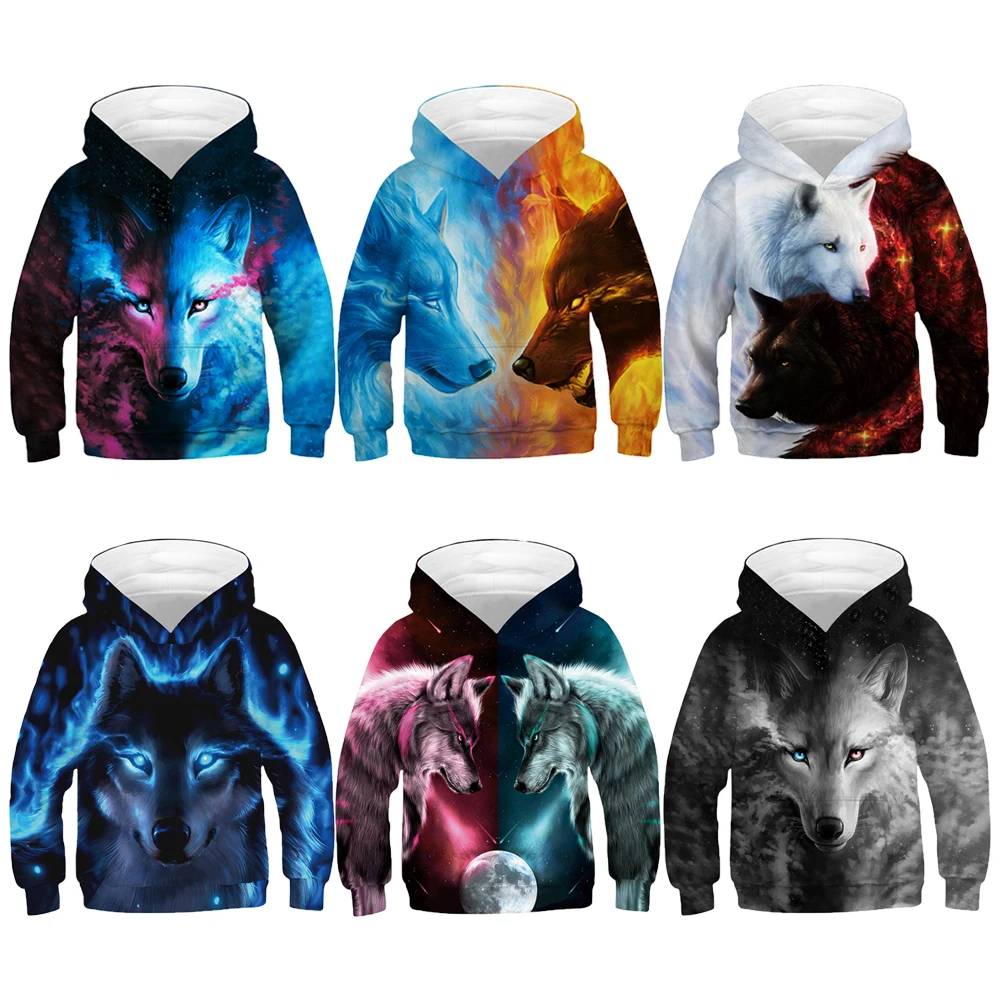 Толстовка детская с 3D-принтом волка кота собаки Лев мультяшный 3d-принт | Мать и