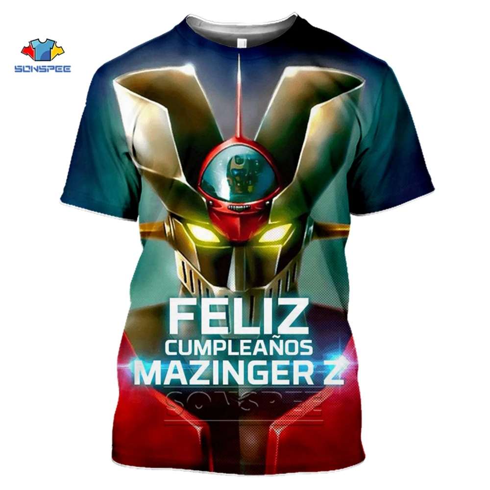 Футболка SONSPEE Mazinger Z женская с 3D принтом тенниска из японского аниме робота