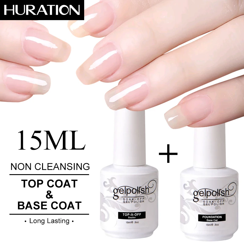 Huration 15 мл длинный прочный верх гель для базового покрытия лак УФ Блестящий