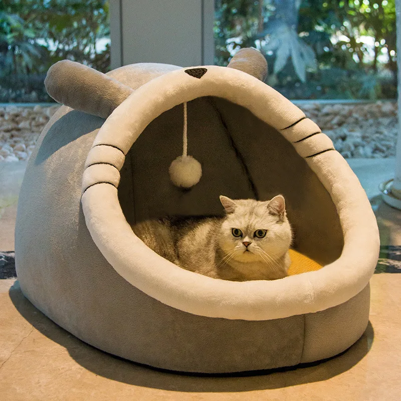 

Cat Bed Indoor Pet Tent Warm Soft Cushion Novetly Huts Cozy House All Season Sleeping Beds Nest for Small Medium Dog Cats Kitten