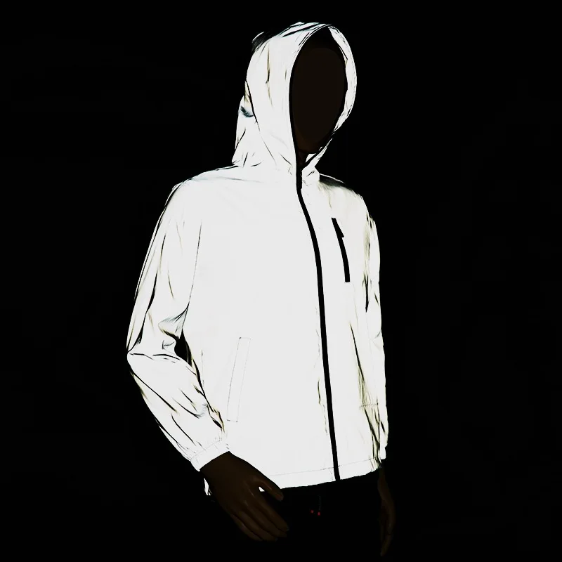 

2022 Men's Loose Casual Thin Reflective Jacket Teenagers Fashion Street Hip Hop Reflective Anorak