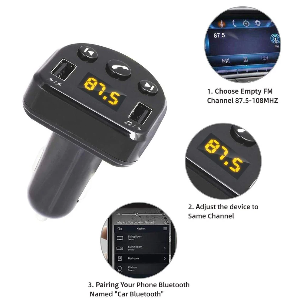 FM-трансмиттер автомобильный с 2 USB-портами и поддержкой Bluetooth | Автомобили