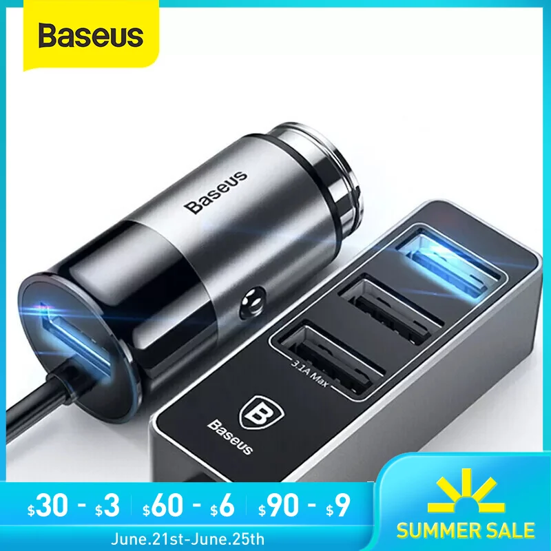 Baseus 4 порта USB Автомобильное зарядное устройство для iPhone X 8 7 6 Samsung Xiaomi
