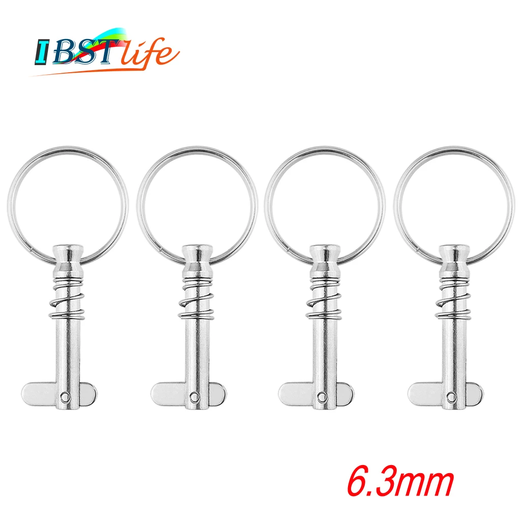

4 pcs 6.3mm Stainless Steel 316 Quick Release Pin with ring for Boat Bimini Top Deck Hinge Marine hardware