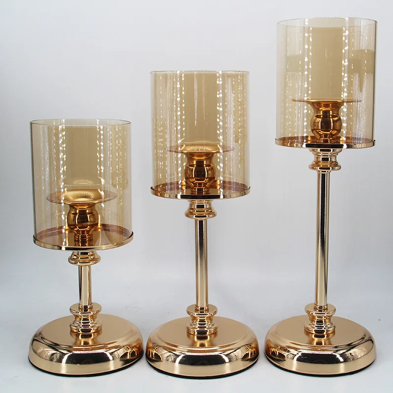 

Metal candle holder gold glass candlestick creative retro home decoration candle cup crafts