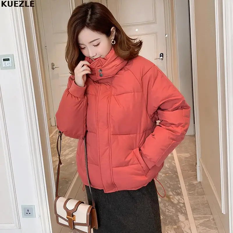 

coats Bread clothes women mid-length new Korean cotton fashion all-match stand-up collar loose hooded thick cotton jacket coat