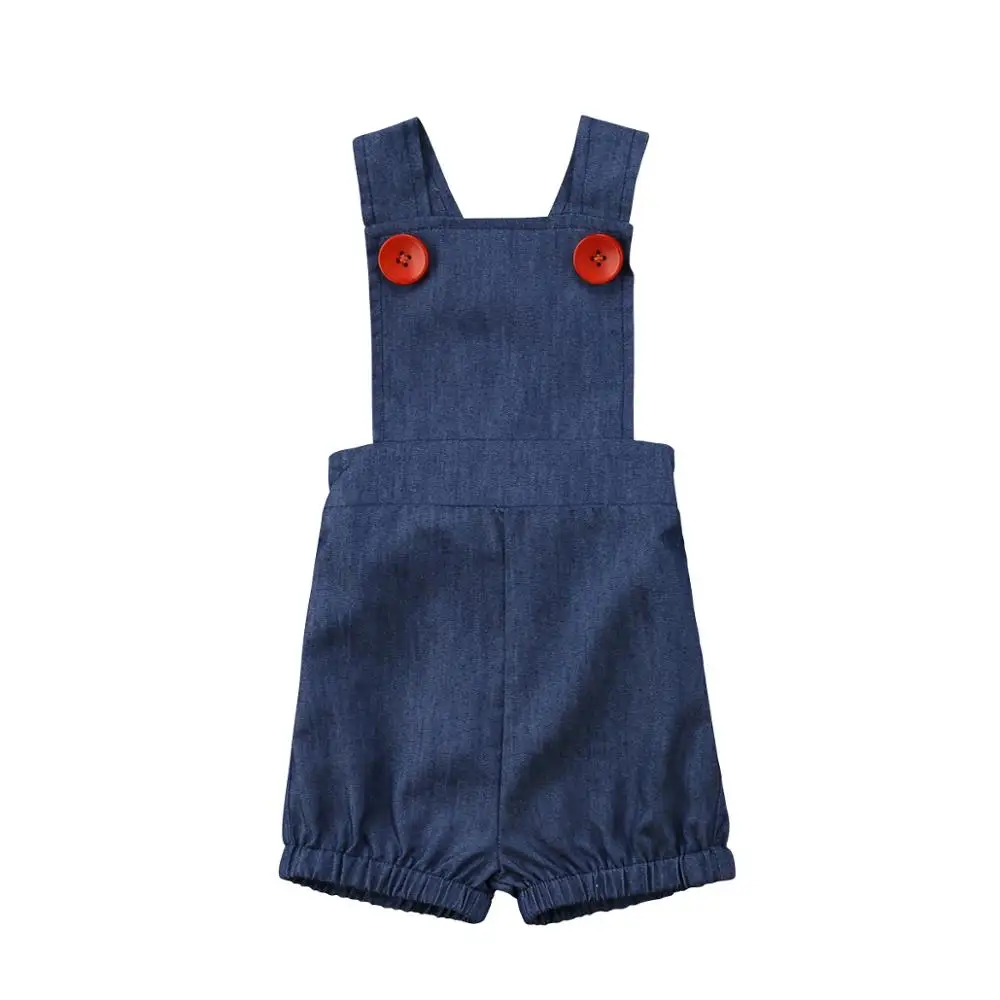 Комбинезон джинсовый для новорожденных комбинезон с шортами маленьких девочек и