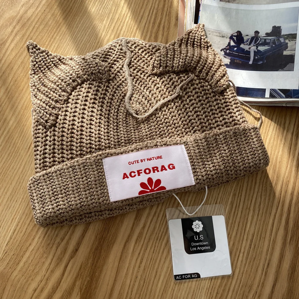 

High Quality Men Women Knitting Hat Cute By Nature Cat Cap The Adult Autumn Winter Beanie Cartoon Bonnet Homme