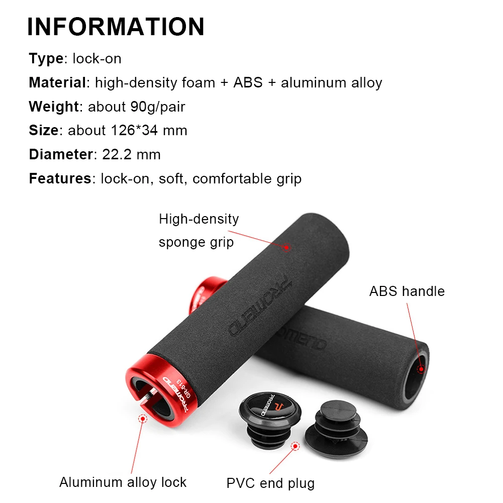 

1pair Grip Lock-on Mountain Cycling Handlebar Bike Lightweight Non-slip Sponge Grips With End Plug Mtb Road Bike Accessories