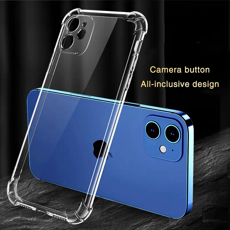 

Shockproof Silicone Case for iPhone 11, 12 Pro, Max, Lens Protection, 11, X, Xr, XS, MAX, 6, 7, 8 Plus
