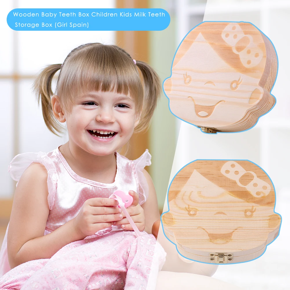 Caja de madera para guardar dientes de beb&eacute;, organizador de Lanugo, Umbilical, dientes de leche, recuerdos, regalo-2