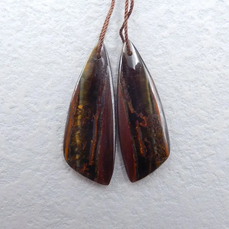 

New Design Natural Stone Tiger'Eye Gemstone Fashion Earrings For Women 44x16x5mm 12g