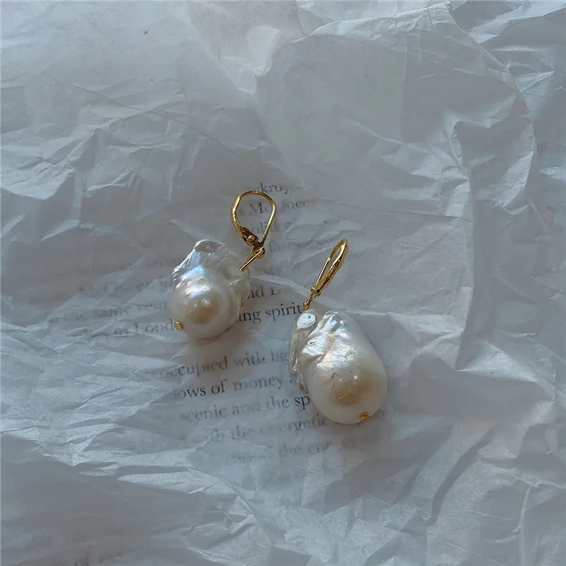 

RUIYI Irregular Baroque Pearl Drop Earrings for Women 925 Sterling Silver Nordic Style Earrings Female Eleagnt Luxury Jewelry