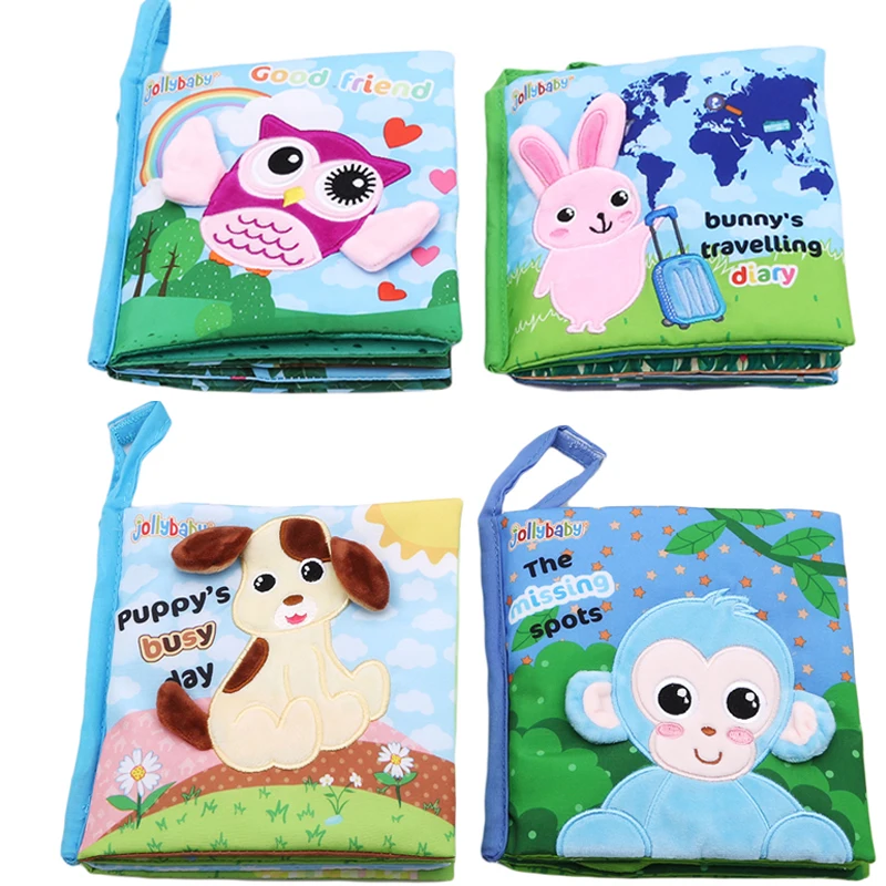 

Toddlers Infant Cloth Books Soft Newborn Baby Cute Cartoon Animal Cloth Book Rattle Toys Development Children Educational Toy