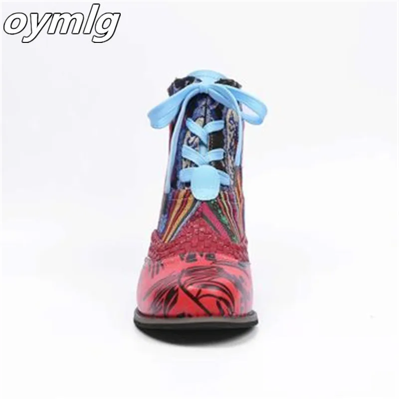

2020 Autumn Winter Women printing Boots Fashion Ladies Casual Non-slip wear-resistant Rubber Boots Women Lace up Botine Mujer
