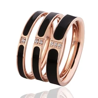 1 piece top quality famous brand women rings 3 sizes enamel and crystal ring elegant and beautiful rose gold color wedding bands