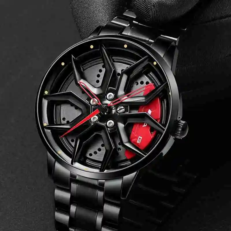

Real 3D Wheel Watch For Men Rim Hub Top Brand Luxury Trend Sports Car Men's Watch Stainless Steel Fashion men's Quartz Watches