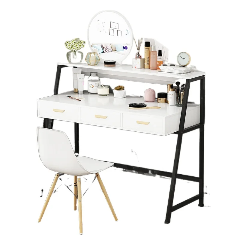 

Makeup Vanity Table with Mirror Dressers for Bedroom Shelf Cosmetic Home Dressing 3 Drawers Multifunctional