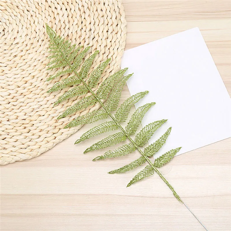 Рождественские искусственные листья с блестками полые Кристаллы ручной работы