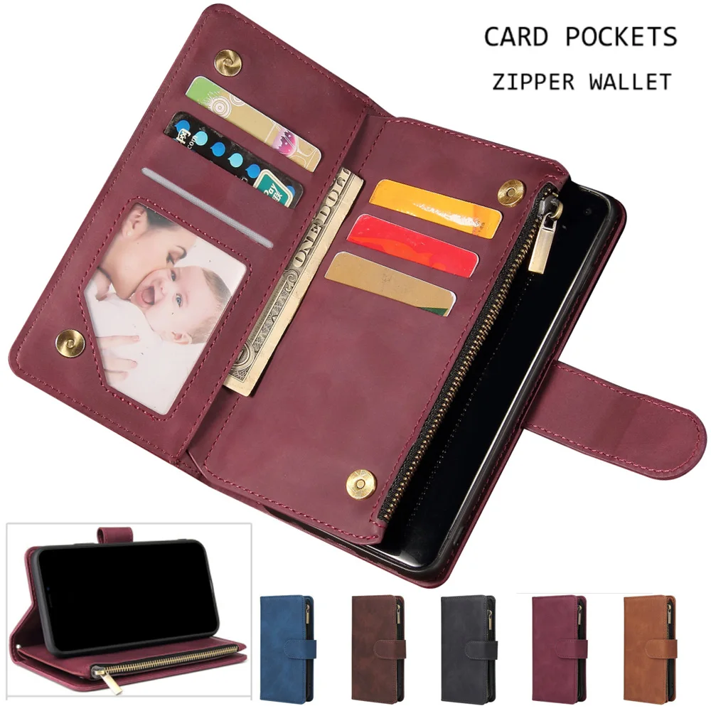 

Luxury Leather Zipper Flip Wallet Case For Oppo Find X2 PDEM10 PDET10 CPH2023 Case Magnetic Mobile Retro Flip Card Stand Cover